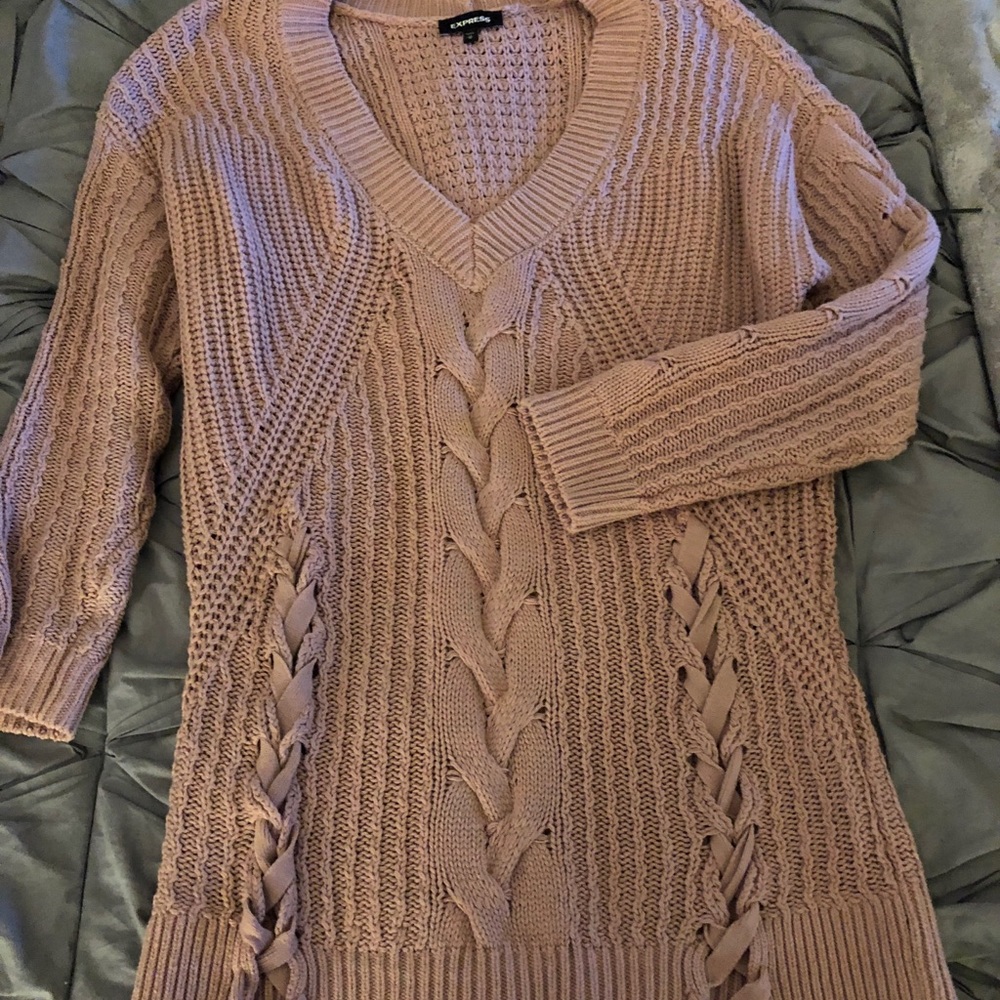 Mauve lace up sweater - Express